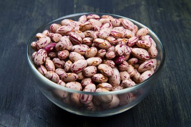 pinto beans on glass bowl