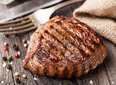Beef steak on a wooden board