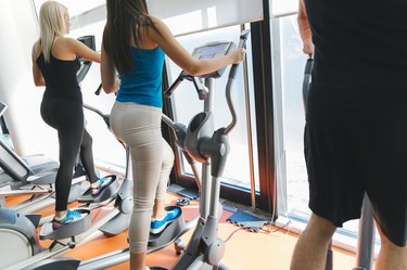 People training in gym