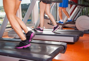 gym shot - people running on machines, treadmill