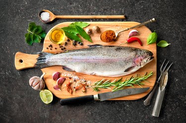 Fresh trout with spices and seasoning