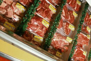 Meat display at supermarket