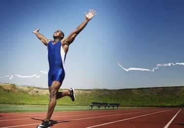 Runner crossing finish line