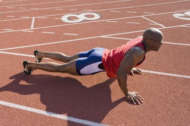 Athlete warming up before run