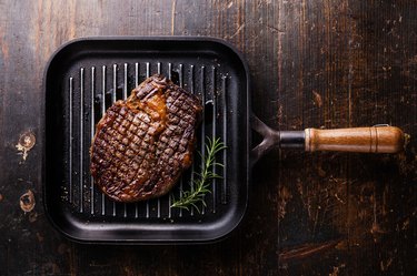 Grilled Steak Ribeye on grill pan