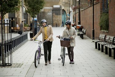 Happy couple with bicycles