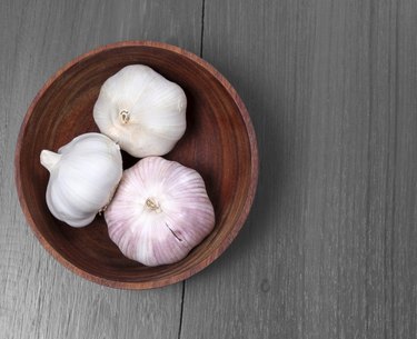 garlic in a wooden bowl