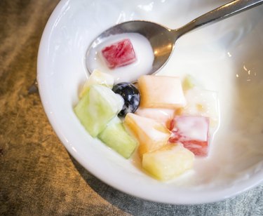 Fruit yogurt in a bowl
