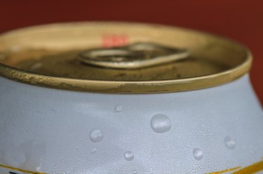 Closeup shot from the pull ring on a beverage can