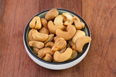 salted cashew with pepper in bowl