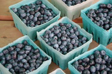 Blueberries in baskets.