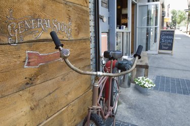 Bike leaning against building