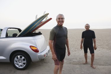 Senior surfers at the beach