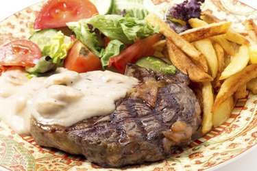 Ribeye steak meal closeup