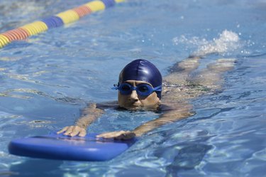 Swimming with a kickboard