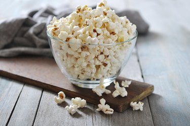 Popcorn in glass bowl