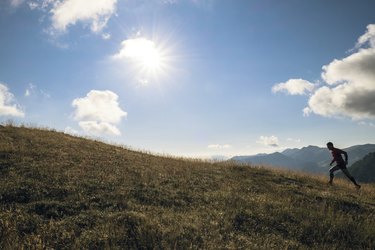 Trail running on the mountains