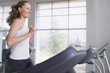 Woman running on treadmill