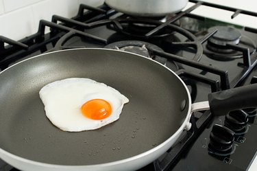 Fried egg in saucepan