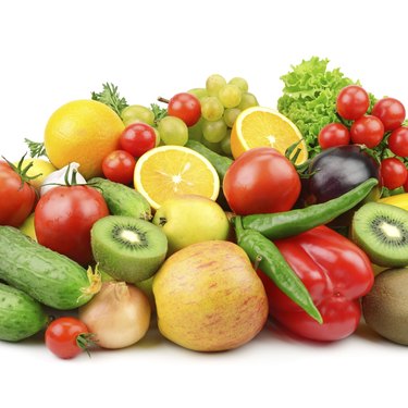 fruits and vegetables isolated on a white background