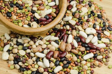 legumes on wood, closeup, background