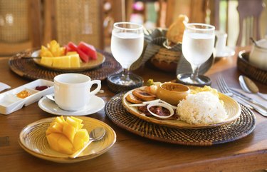 Traditional Philippino breakfast with garlic rice
