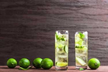 Fresh cocktail with lime slices