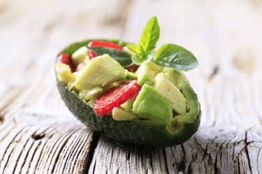 Avocado salad served in an peel