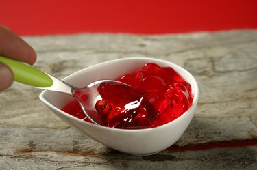 Jelly in red strawberry color