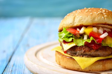 Homemade burger with meat cutlet