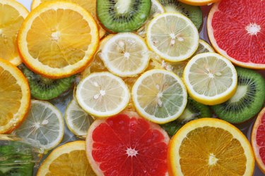 Slices of grapefruit and oranges