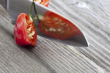 Close-up of half a habanero chili pepper