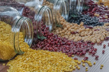 Close-up prepared soybean in a glass jar