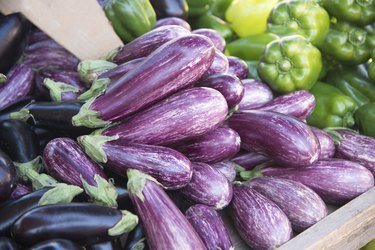 Eggplants and sweet pepper market