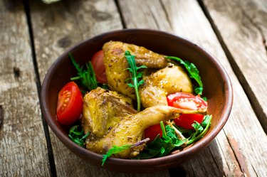 the fried quails with salad