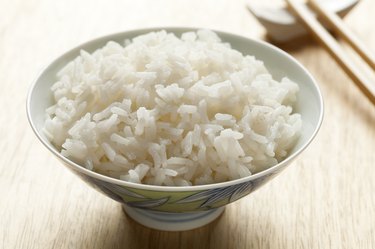 Bowl with cooked Jasmine rice