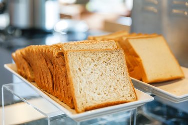 Bread at breakfast buffet display