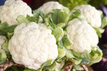 Fresh And Cauliflowers For Sale In the Market