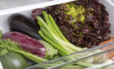 Fresh vegetables inside a refrigerator