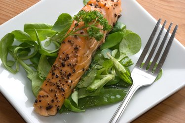 Salmon with salad