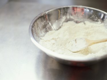 close-up of a bowl containing flour in the kitchen