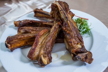 Braised lamb shank in restaurant