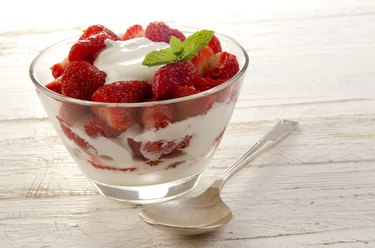strawberry dessert with some fresh yogurt