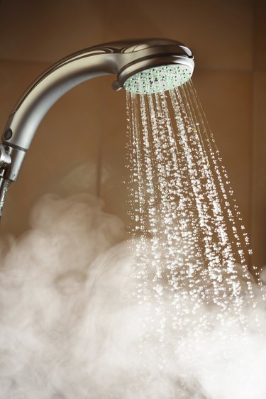 hot shower with water and steam