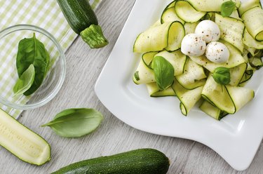 Zucchini salad with basil and mozzarella