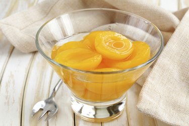 canned preserve peaches (apricots) sweet and healthy dessert