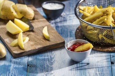 Closeup of fresh homemade French fries