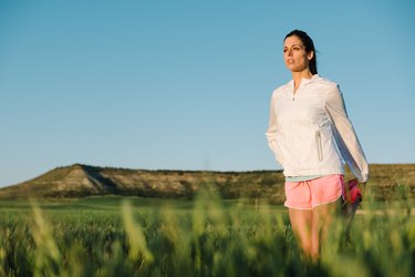 Woman stretching for running outdoor