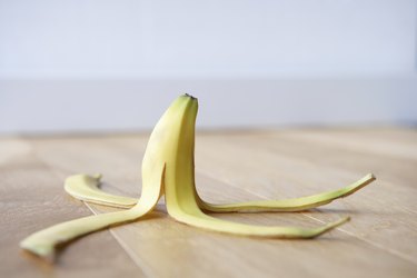 Can you eat banana peels? Banana skin on floor