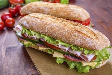 Long Baguette Ham and Salami Sandwich